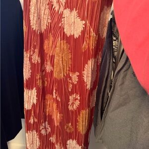 Floral Pleated Skirt - Red and Orange